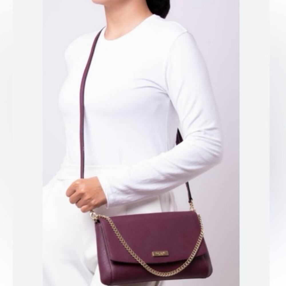 Kate Spade Laurel Way Greer Crossbody Bag in Deep Plum Saffiano - Picture 2 of 13
